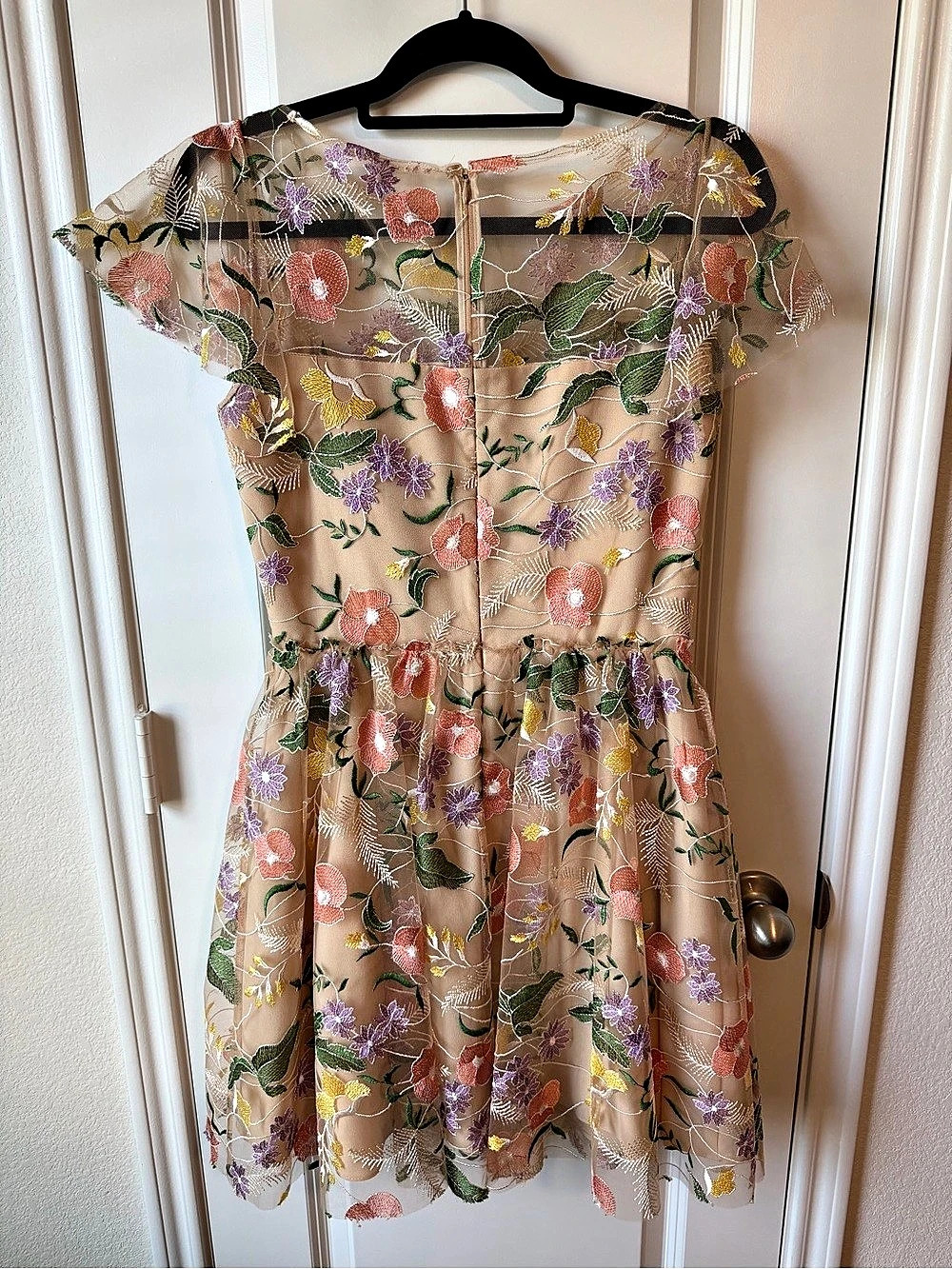 Shoshanna Floral Embroidered Mini Dress in Beige - Picture 2 of 6